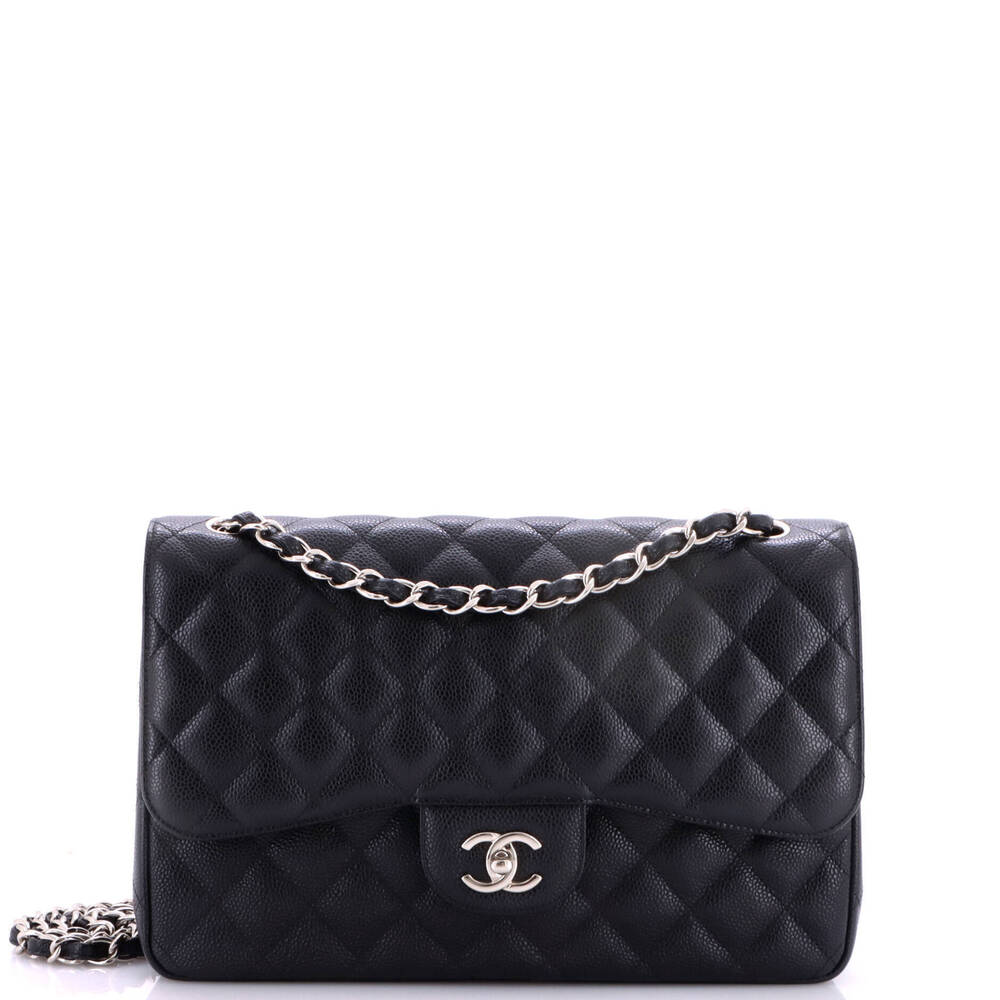 Chanel Jumbo Classic Double Flap Bag Quilted Caviar